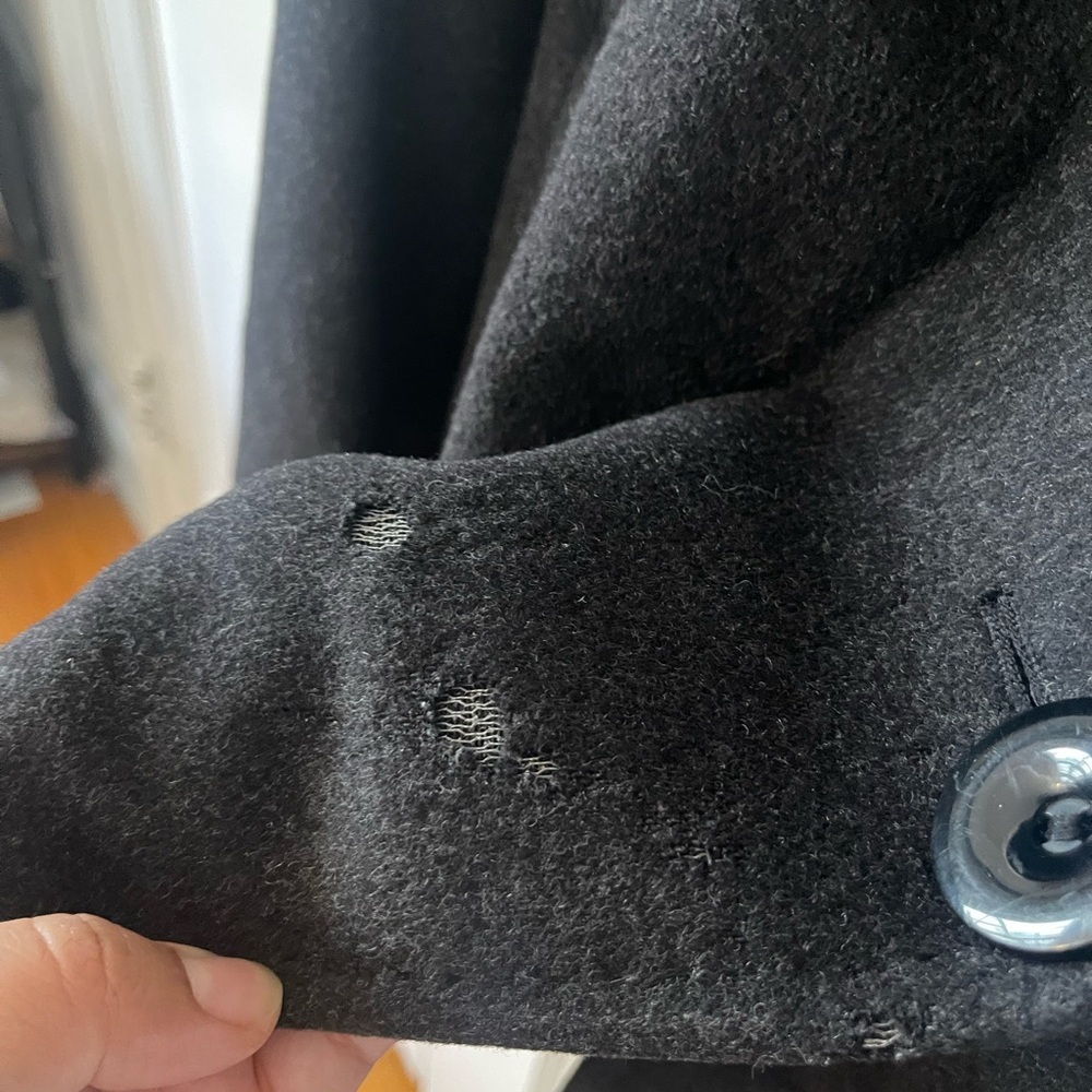 FLEURETTE Loro Piana Dark Gray Alpaca and Wool Pea Coat Made in the USA - Picture 16 of 16